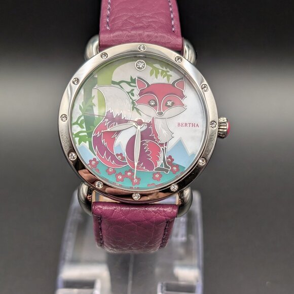 Bertha Vivica Fox Wrist Watch Original Authentic Fuchsia Band Silver Case - NIB main image 4